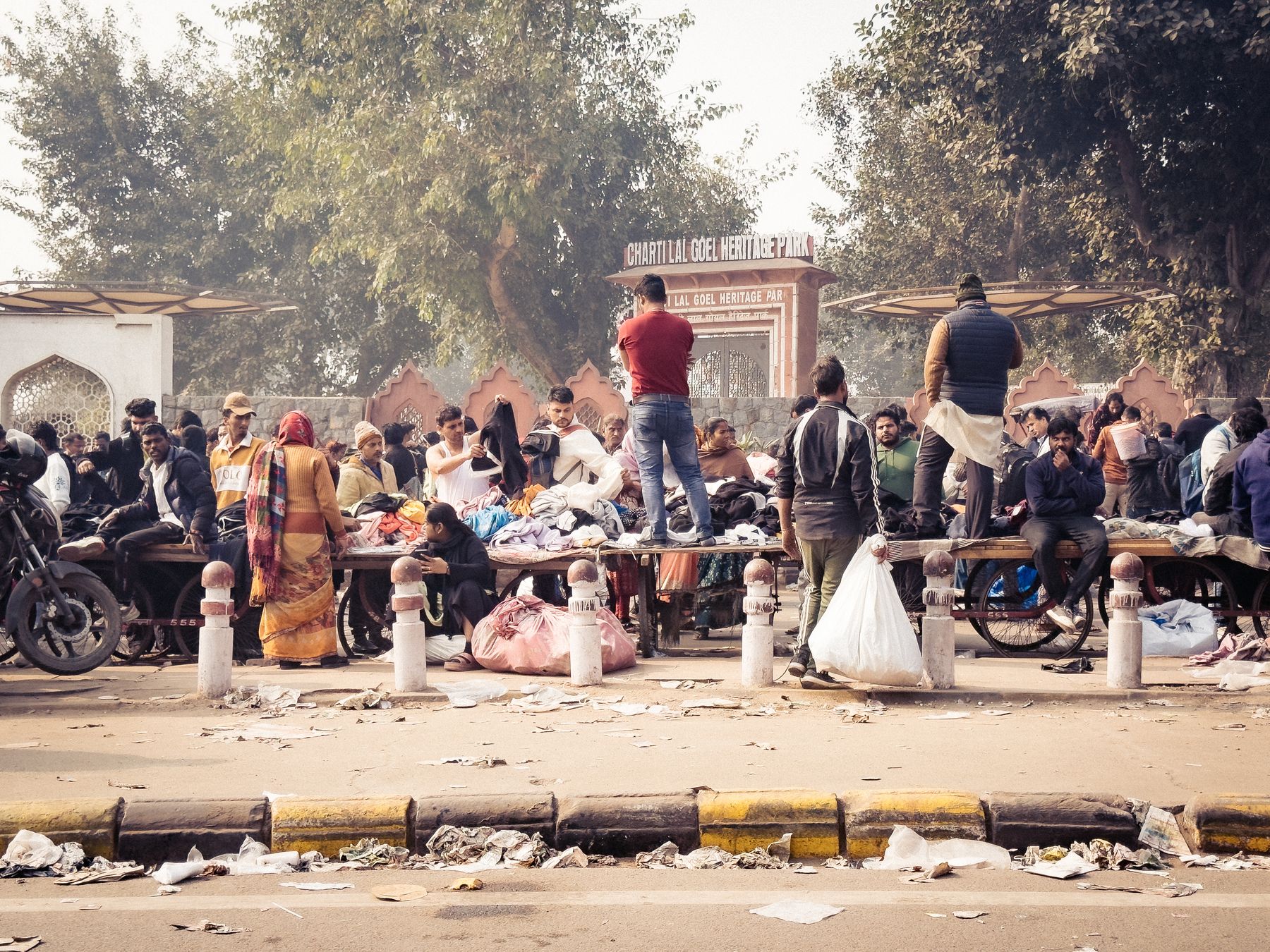 Crowded Outdoor Market Gathering